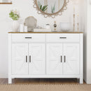 Credenza Stile Rustico con 2 Cassetti e 2 Armadietti 120x39,3x82,5 cm Bianco  
