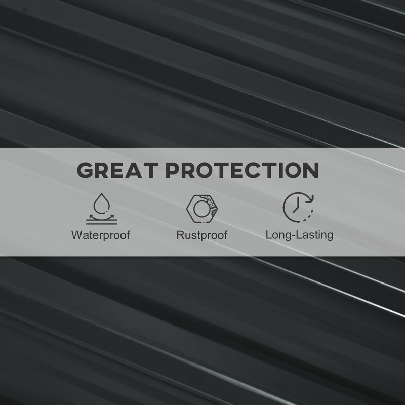 Set 12 Pannelli di Ricambio per Casette da Giardino 129x45 cm in Acciaio Zincato Grigio Scuro