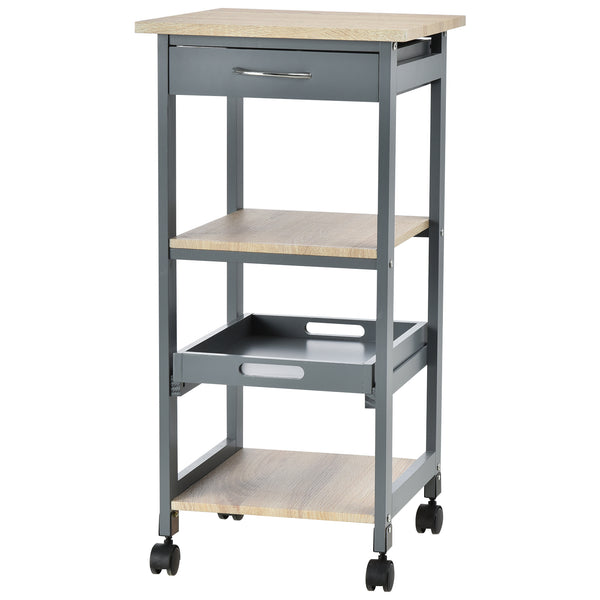 prezzo Carrello da Cucina Portavivande 37x37x76 cm in Legno di Pino e MDF Grigio