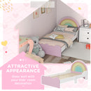 Lettino per Bambini 3-6 Anni con Sponde Laterali Anticaduta 143x74x66 cm in MDF Bianco e Rosa
