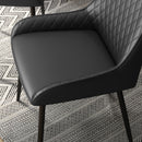 Set 4 Sedie Trapuntate a Diamante 49x60x89 cm Imbottite in Pelle PU Nero 