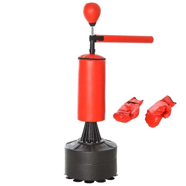 online Sacco da Boxe ad Altezza Regolabile 88x48x155-205 cm con Punching Ball e Base Riempibile Rosso e Nero