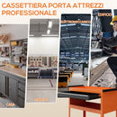 Carrello Porta Attrezzi con Manico Laterale 3 Ripiani e Cassetto 82x35x76 cm in Acciaio Arancione 