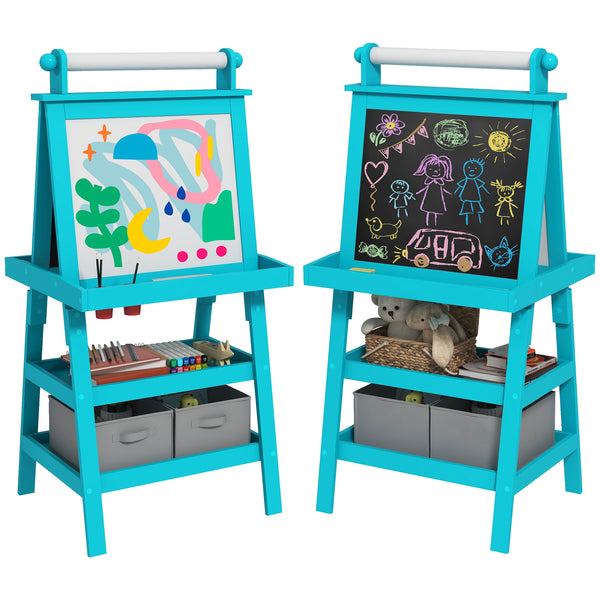 prezzo Lavagna per Bambini 3 in 1 con Cavalletto 59x48x118 cm Blu