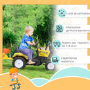 Escavatore A Pedali per Bambini con Ruspa e Rimorchio Giallo   