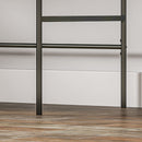 Scrivania con Cassetto ad Ante Scorrevoli 120x60x76,5cm in Legno Canettato Rovere e Nero  