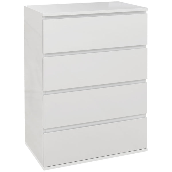 Cassettiera 4 Cassetti 55x33x80 cm Design Moderno in Legno Bianco sconto