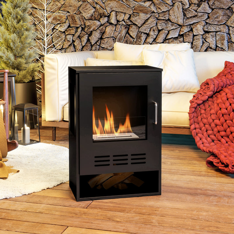 Camino a Bioetanolo da Pavimento Autoportante con Bruciatore da 0,9L 44x28x68 cm Nero  