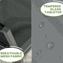 Set Tavolo Allungabile e 6 Sedie Pieghevoli da Giardino  in Alluminio Grigio e Nero