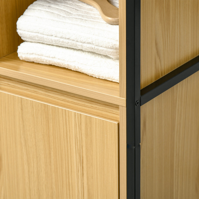 Mobile da Bagno a 3 Livelli con Torre per Asciugamani 30x28x168 cm in Truciolato e Acciaio Nero