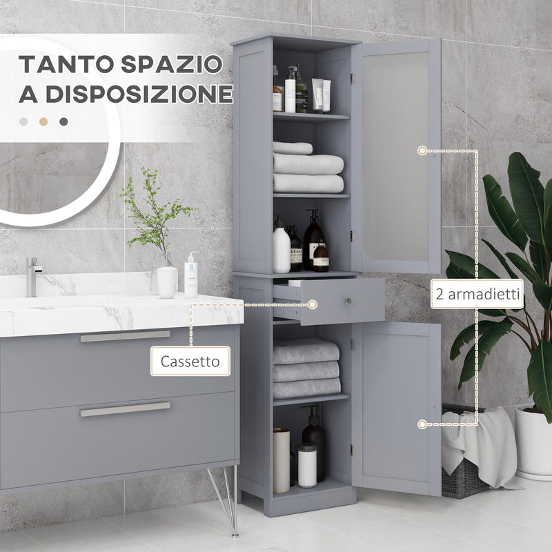Mobile a Colonna da Bagno 40x27x171,5cm in MDF Grigio  