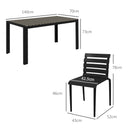 Set Tavolo e 4 Sedie Impilabili da Giardino in Acciaio e Doghe in Plastica   Nero