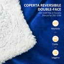 Coperta Plaid Dubleface 203x152x0,5 cm in Flanella 220 GSM e Sherpa 260 GSM Blu Scuro
