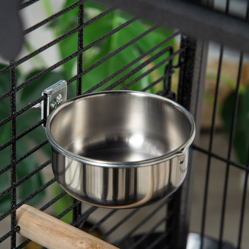 Voliera Gabbia per Pappagallini 62,5x62,5x156 cm in Acciaio Grigio