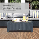 Tavolino Basso da Giardino 85x50x39 cm in Rattan PE Nero