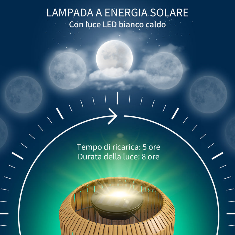 Lampada Solare da Giardino Ø34x130 cm con Illuminazione LED in Acciaio e Rattan PE Giallo  