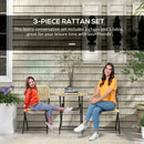 Set Tavolino e 2 Sedie Pieghevoli da Giardino  in Acciaio e Rattan Giallo e Nero