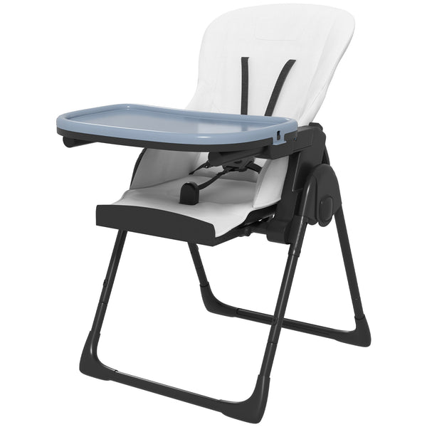 online Seggiolone Pappa Pieghevole per Bambini 70x53x107 cm Altezza Regolabile e Schienale Inclinabile Nero e Bianco