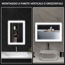 Specchio da Bagno 70x3x50 cm Illuminato a LED 3 Tonalità Cornice in Alluminio Nero  