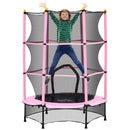 Trampolino Elastico per Bambini da 3 Anni Ø140 cm con Rete di Protezione Rosa e Nero 