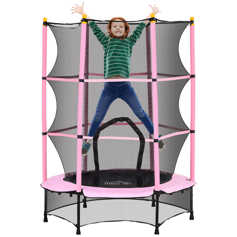 Trampolino Elastico per Bambini da 3 Anni Ø140 cm con Rete di Protezione Rosa e Nero 