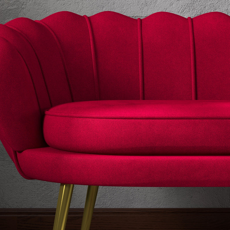 Divano 2 Posti 130x77x77 cm in Velluto Rosso Scuro  