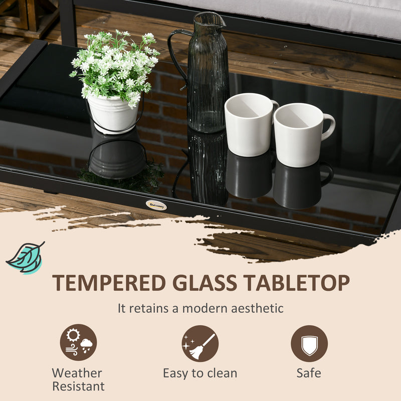 Set Salotto da Giardino Divano Angolare e  Tavolino in Acciaio Grigio e Nero