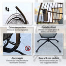 Poltrona Sospesa Amaca a Uovo 120x88x192 cm con Gancio Regolabile in Acciaio Nero e Grigio  