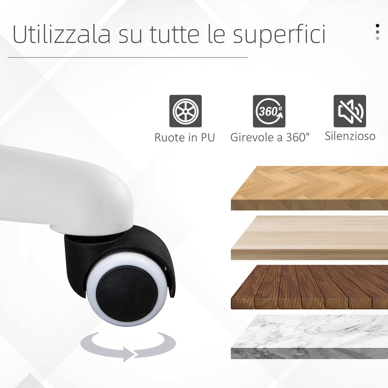 Sedia Operativa da Ufficio Massaggiante a 2 Punti con Cuscino e Braccioli 57x70x78-86 cm Rosa 