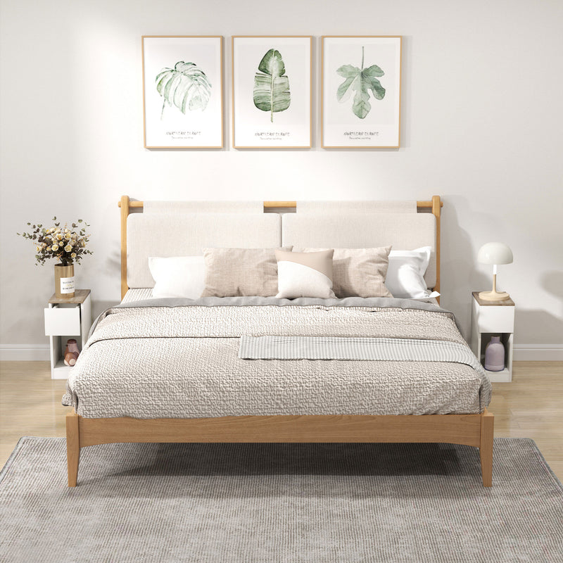 Set 2 Comodini Moderni con Cassetto e Ripiano in Legno 20x30x50 cm Bianco e Rovere   