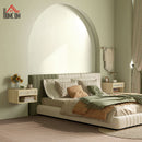 Set 2 Comodini con Cassetto e Ripiani Aperti in stile Nordico 40x34x23 cm in Truciolato e Rattan 