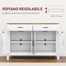 Credenza Stile Rustico con 2 Cassetti e 2 Armadietti 120x39,3x82,5 cm Bianco  