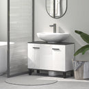 Mobile Sottolavabo da Bagno con Armadietto 2 Ante 80x34x60 cm Bianco Lucido  