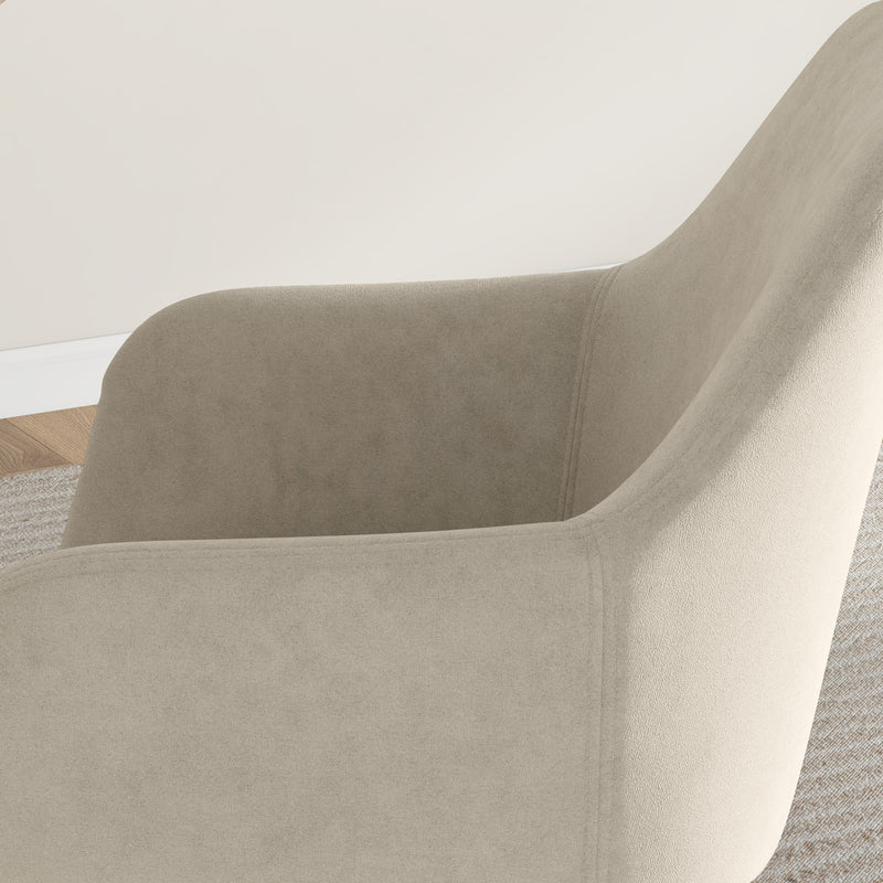 Set 2 Sedie Imbottite Stile Nordico 54x57x80 cm Tessuto Effetto Velluto Crema 