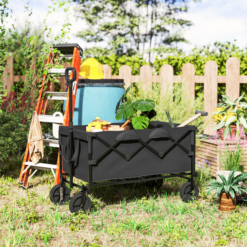 Carrello da Giardino 160L 95x55x102 cm Capacità 100 kg Pieghevole Nero  