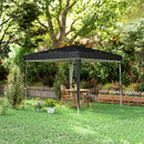 Gazebo da Giardino 300x300x273 cm per 6-9 Persone ad Altezza Regolabile in Metallo e Tessuto Oxford Nero   