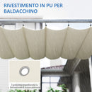 Gazebo Pergola da Giardino 400x300x230 cm  Tetto Retrattile con Luci LED e Fori di Drenaggio Bianco Crema  