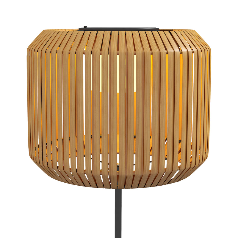 Lampada Solare da Giardino Ø34x130 cm con Illuminazione LED in Acciaio e Rattan PE Giallo  