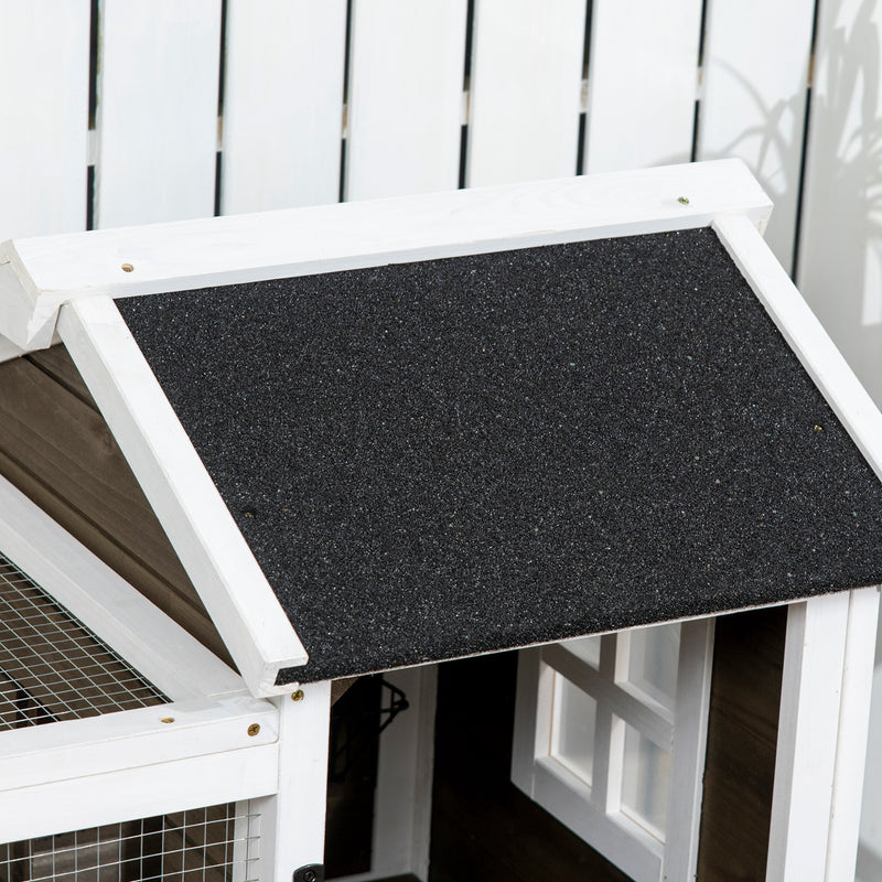 Conigliera da Esterno 108x58x73,5 cm con Tetto Apribile e Ruote in Legno Marrone  