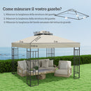 Copertura per Gazebo da Giardino 300x 300 cm Tetto Sostitutivo UPF30+ a 2 Livelli in Poliestere Crema    