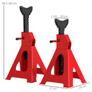 Set 2 Cavalletti Auto 6 Tonnellate di Capacità Altezza 38,5-60 cm Acciaio al Carbonio e Ghisa Rosso  