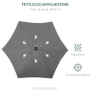 Ombrellone da Giardino Ø196x204H cm a 6 Stecche Grigio Scuro  