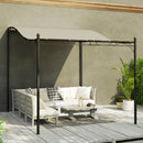 Gazebo Pergola Addossata Ricurva 248x298x200-250 cm con 16 Fori di Drenaggio Bianco Crema   