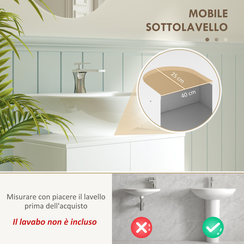 Mobile Sottolavabo da Bagno con Armadietto 2 Ante 60x35x60 cm in MDF Bianco 