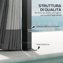 Gazebo da Giardino 395x330x294 cm con Zanzariere e Doppio Tetto in Metallo e Poliestere Grigio Chiaro   