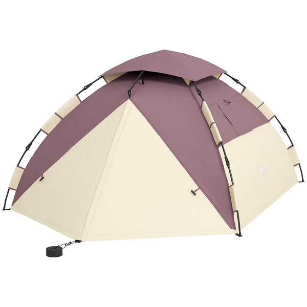 Tenda da Campeggio 2 Posti con 2 Finestre e Gancio 225x190x130 cm in Poliestere e Fibra di Vetro Cachi sconto