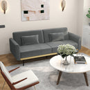 Divano Letto Singolo Clic Clac 206x81x83 cm in Tessuto Effetto Velluto con 2 Cuscini Grigio 