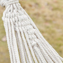 Amaca da Giardino Sospesa 288x150 cm in Tela con Frange Stile Boho Crema  