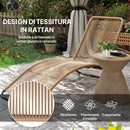 Lettino Sdraio da Giardino a S 176x58x82 cm in Rattan PE e Acciaio Nero e color Legno   