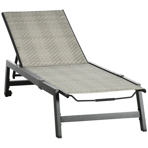 Lettino Prendisole da Giardino 162x60x90 cm in Rattan e Alluminio Nero e Grigio prezzo